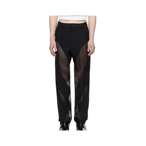 Semi-Transparent Spliced Casual Pants
