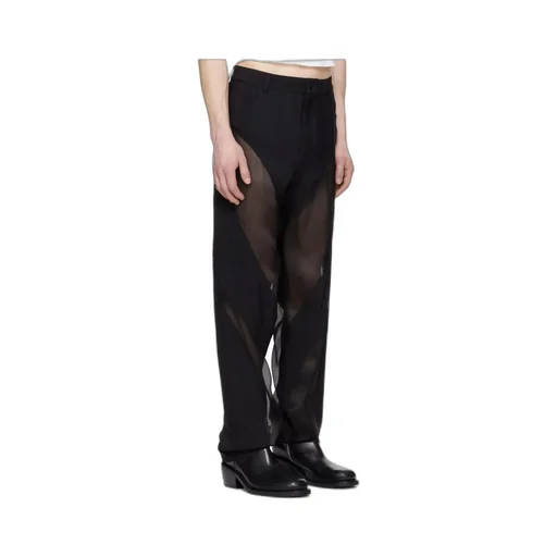Semi-Transparent Spliced Casual Pants