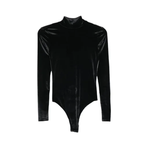 High-Neck Velvet Bodysuit