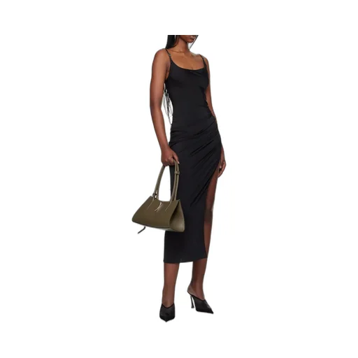 Asymmetrical Buckled-Strap Maxi Dress