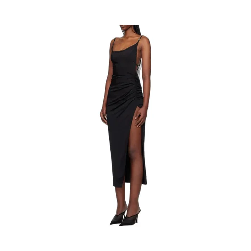 Asymmetrical Buckled-Strap Maxi Dress