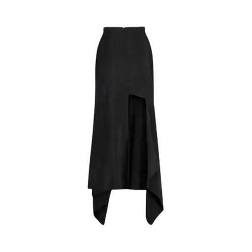 Gabardine Asymmetric Midi Skirt