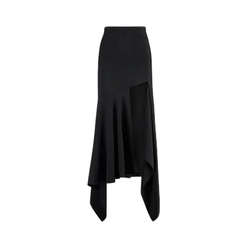 Gabardine Asymmetric Midi Skirt