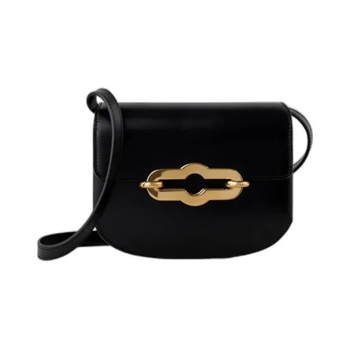 Logo Engraved Foldover Top Shoulder Bag