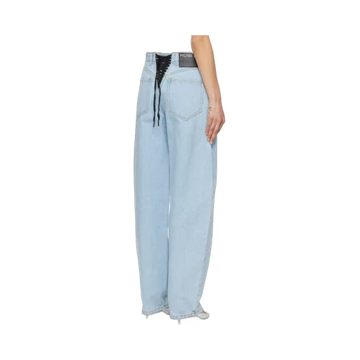 Lace-Up Wide Leg Jeans