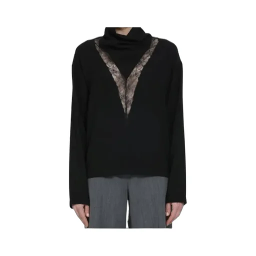 Long Sleeve Top With Lace Inset