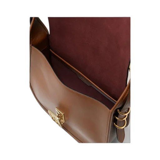 Logo-Plaque Leather Satchel Bag