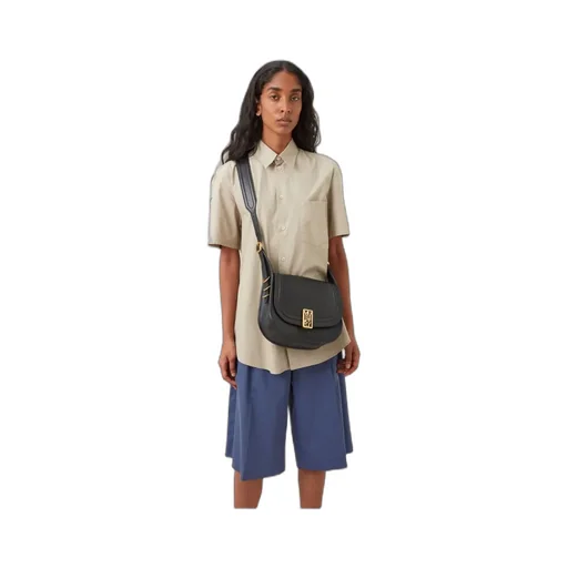 Logo-Plaque Leather Satchel Bag