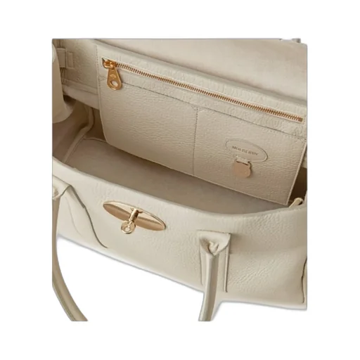 Pebbled-Textured Detail Top-Handle Tote Bag