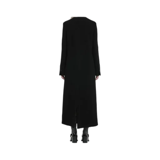 Long Double-Breasted Coat Without Collar