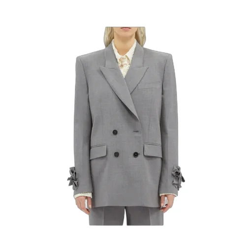 Floral-Appliqué Logo Patch Blazer