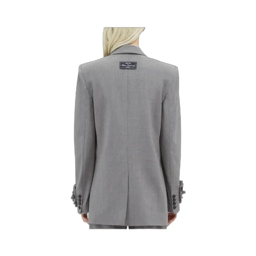 Floral-Appliqué Logo Patch Blazer