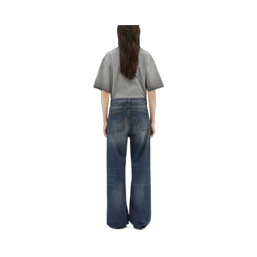 Whisker Effect Wide Leg Jeans