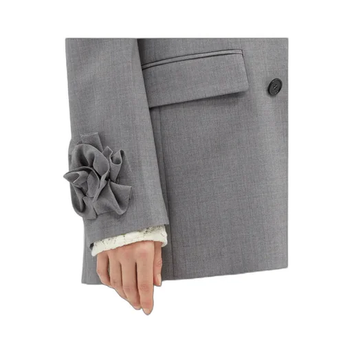Floral-Appliqué Logo Patch Blazer