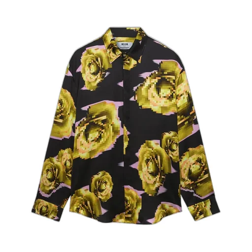 Pixelated Rose Print Shirt