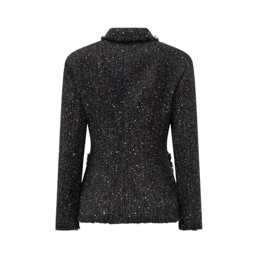 Long-Sleeved Single-Breasted Bouclé Blazer