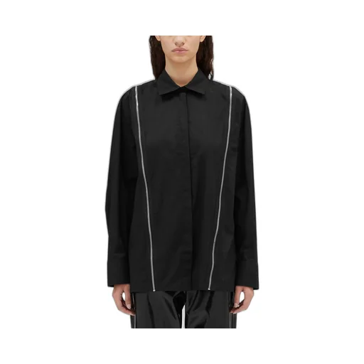 Zip-Detailed Long-Sleeved Straight Hem Shirt