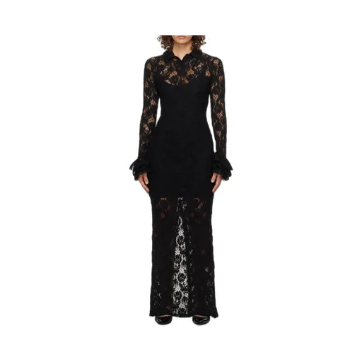 Floral Lace Ruffle Maxi Dress