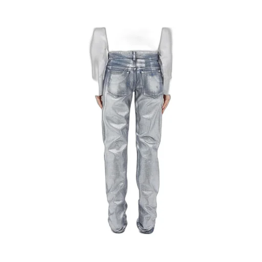 Metallic-Finish Straight Jeans