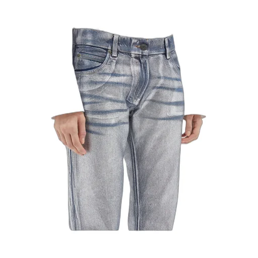 Metallic-Finish Straight Jeans