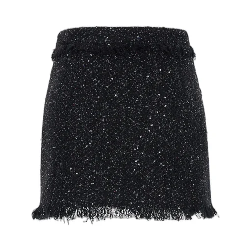 High-Waist Frayed-Trim Bouclé Mini Skirt