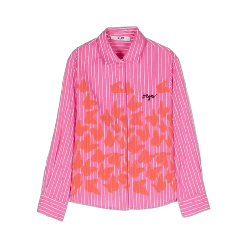 Striped Shirt With Butterfly Print