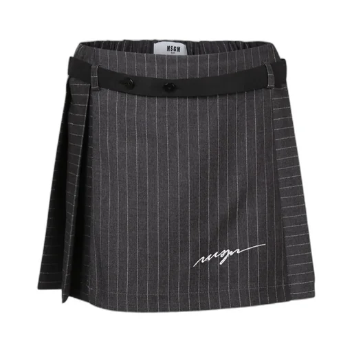 Logo Embroidered Pinstriped Mini Skirt