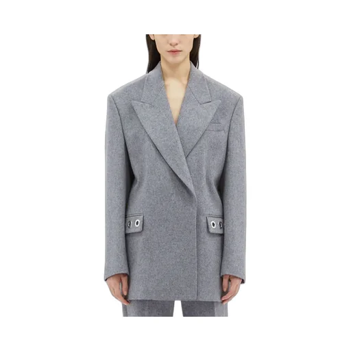 Eyelet-Embellished Single-Breasted Blazer