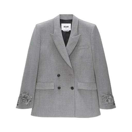 Floral-Appliqué Logo Patch Blazer