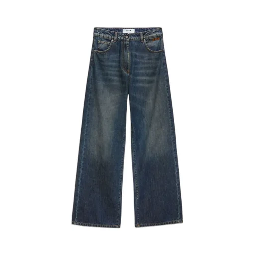 Whisker Effect Wide Leg Jeans