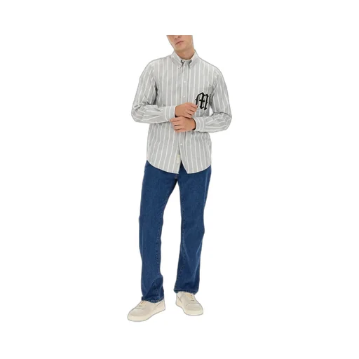 Logo Patch Striped Buttoned Shirt