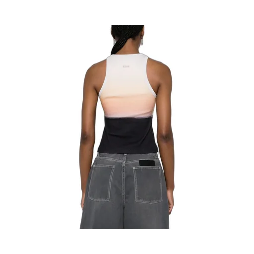 Sunset Motif Ribbed Knit Top