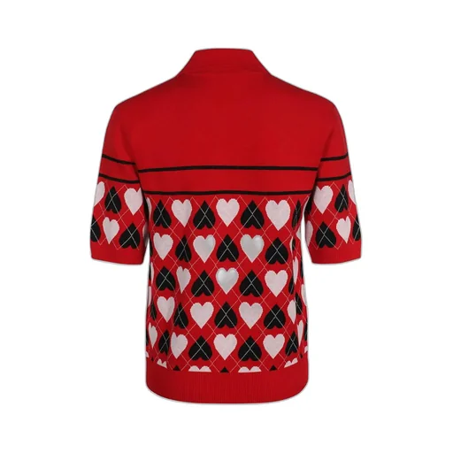 Heart-Pattern Polo Shirt