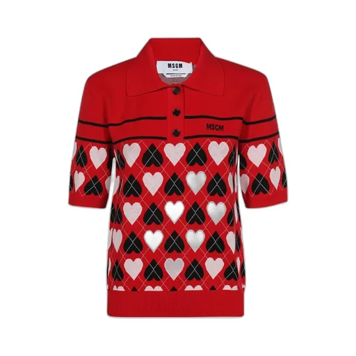 Heart-Pattern Polo Shirt