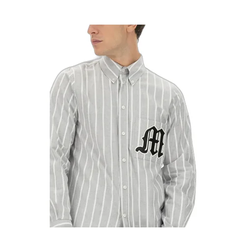 Logo Patch Striped Buttoned Shirt