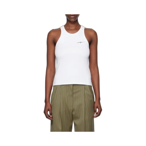 Logo Embroidered Sleeveless Ribbed Tank Top