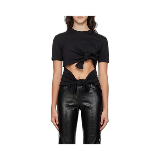 Pussy-Bow Fastening Cotton T-Shirt