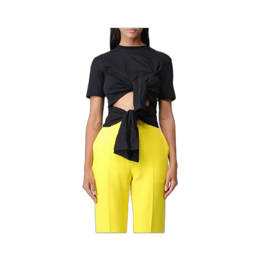 Pussy-Bow Fastening Cotton T-Shirt