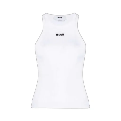 Logo Embroidered Sleeveless Ribbed Tank Top