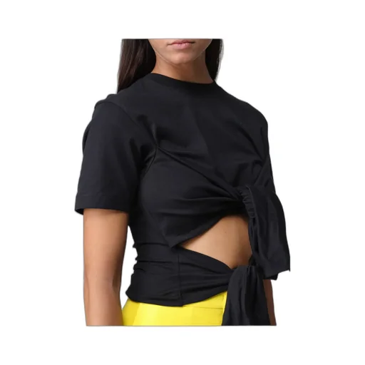 Pussy-Bow Fastening Cotton T-Shirt