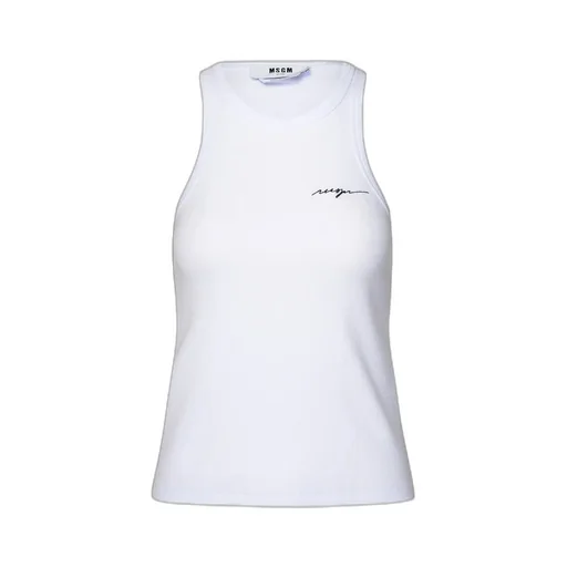 Logo Embroidered Sleeveless Ribbed Tank Top
