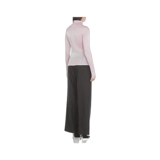 Glittery Gathered High-Neck Metallic T-Shirt