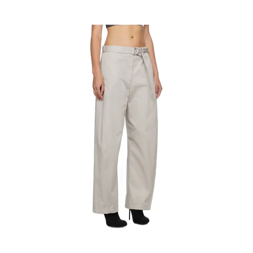 High-Waist Wide-Leg Belted Twill Trousers