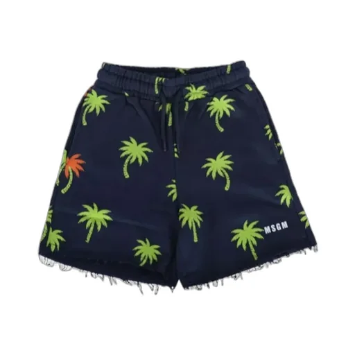 Palm Tree-Print Cotton Shorts