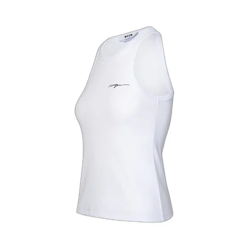 Logo Embroidered Sleeveless Ribbed Tank Top