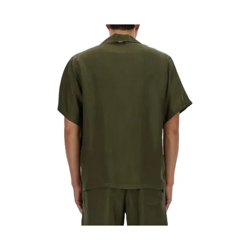 Logo Embroidered Satin Bowling Shirt