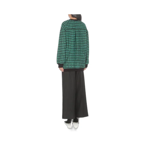 Houndstooth-Pattern Tweed Cardi-Coat