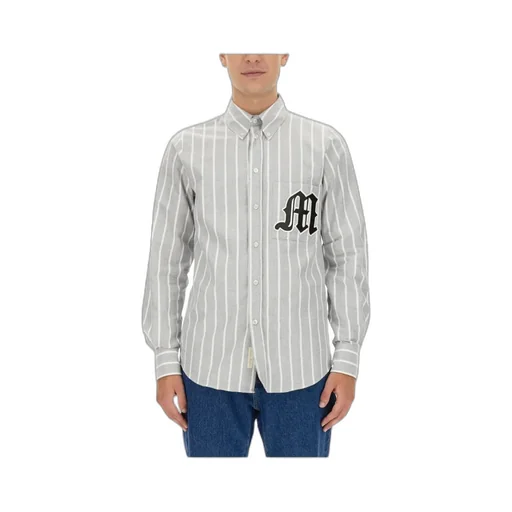 Logo Patch Striped Buttoned Shirt