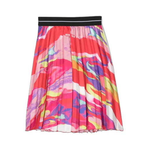 Graphic Printed Pleated Skirt