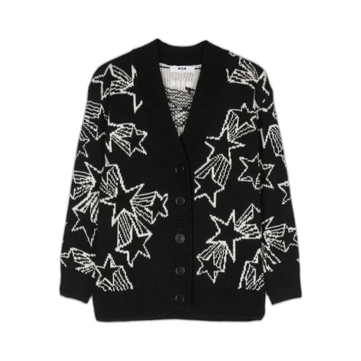 Patterned Intarsia-Knit V-Neck Cardigan